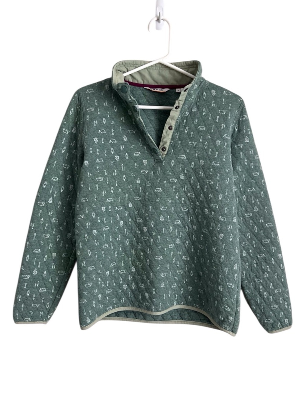 Orvis Women’s Quarter Snap Pullover Pale Green Camping Gorpcore Outdoor Small